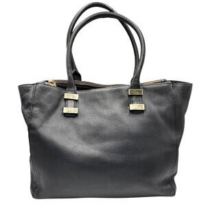 Vince Camuto Mandy Black Pebbled Leather Double Handle Shoulder Bag Tote Bag